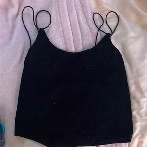 Bozzolo Black Fitted Crop Camisole Top